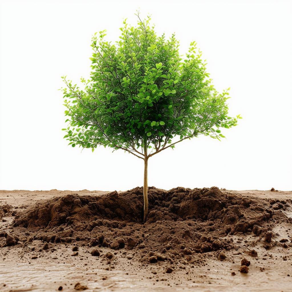 a tree starting to grow through soil