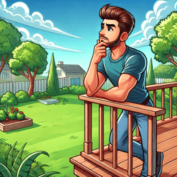 man thinking about the cost of lawn care